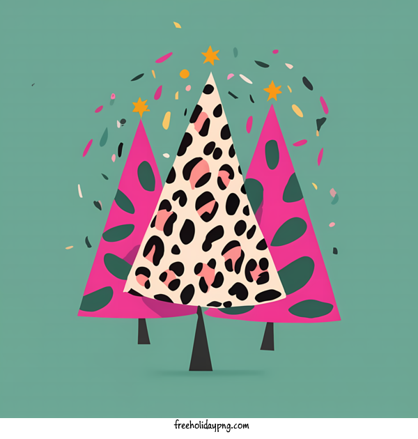 Transparent Christmas Christmas Tree Pink leopard print for Christmas Tree for Christmas