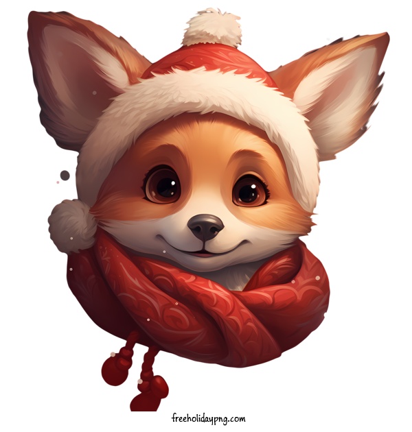 Transparent Christmas Christmas fox santa hat santa claus for Christmas fox for Christmas