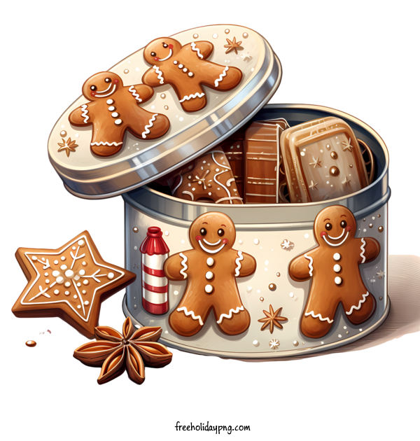 Transparent Gingerbread Cookie Day Gingerbread man cookies tin for Christmas cookie for Gingerbread Cookie Day