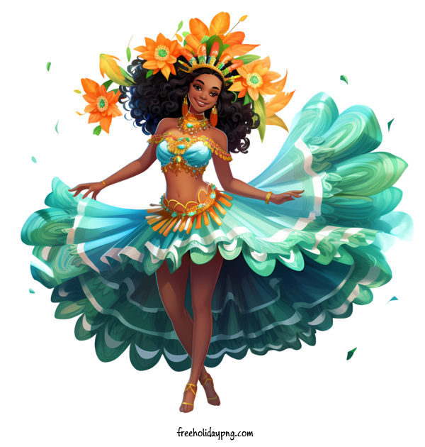 Transparent Brazilian Carnival Brazil carnival dancer with long flowing hair for Carnaval for Brazilian Carnival