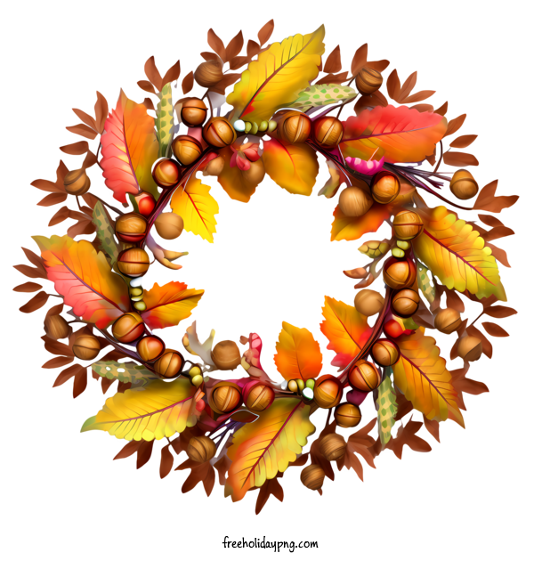 Transparent Thanksgiving Thanksgiving wreath colorful leaves autumn for Thanksgiving wreath for Thanksgiving