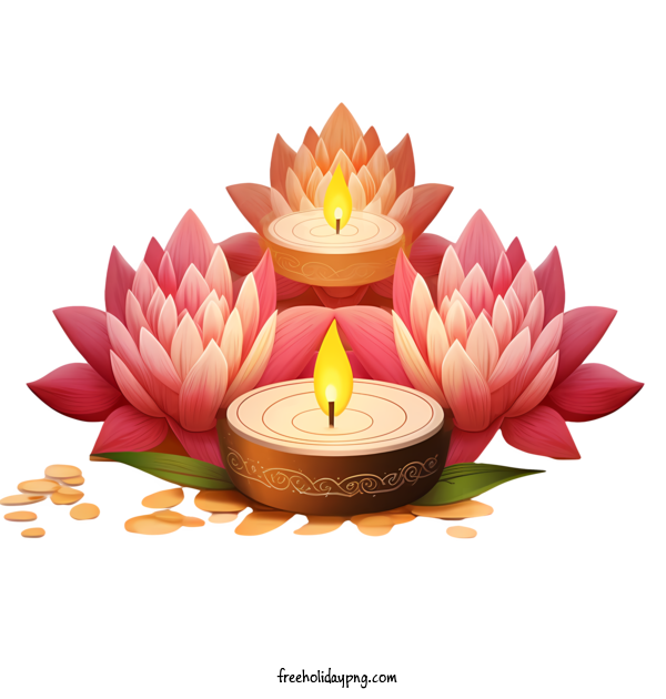 Transparent Diwali Diya lotus flowers for Diya for Diwali