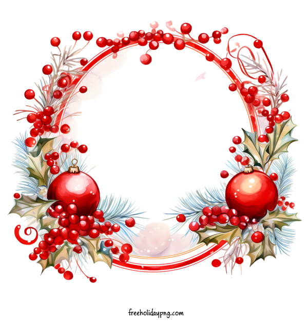 Transparent Christmas Christmas frame wreath red berries for Christmas frame for Christmas