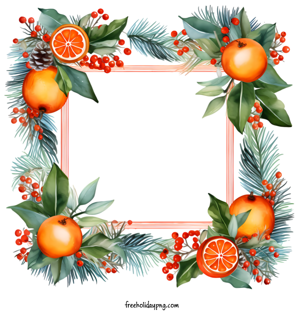 Transparent Christmas Christmas frame orange holly for Christmas frame for Christmas