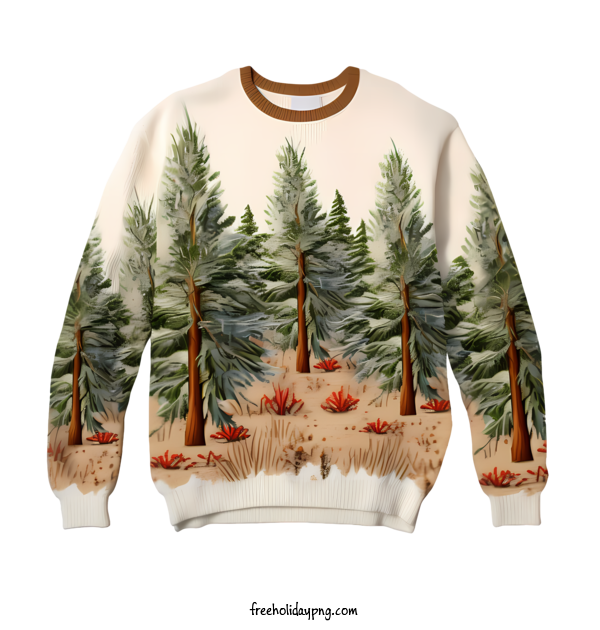 Transparent Christmas Christmas Sweater trees forest for Christmas Sweater for Christmas