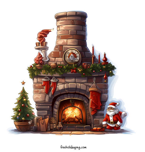 Transparent Christmas Christmas fireplace fireplace santa claus for Christmas fireplace for Christmas