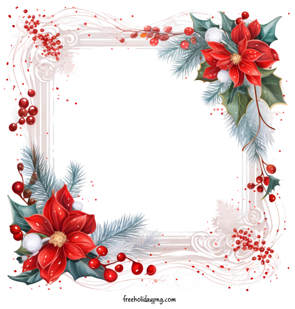 Transparent Christmas Christmas frame red poinsettia white frame for Christmas frame for Christmas