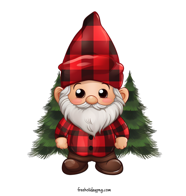 Transparent Christmas Christmas Gnome gnome red plaid shirt for Christmas Gnome for Christmas