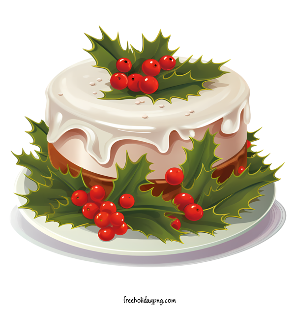 Transparent Christmas Christmas Cake Cake holly leaves for Christmas Cake for Christmas