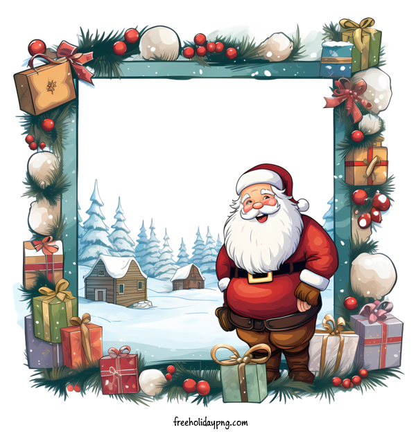 Transparent Christmas Christmas frame Santa Claus santa for Christmas frame for Christmas