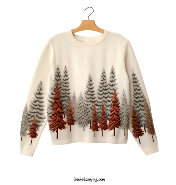 Transparent Christmas Christmas Sweater landscape trees for Christmas Sweater for Christmas