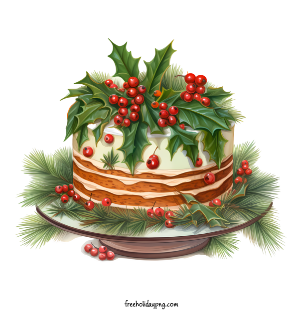 Transparent Christmas Christmas Cake cake holly for Christmas Cake for Christmas
