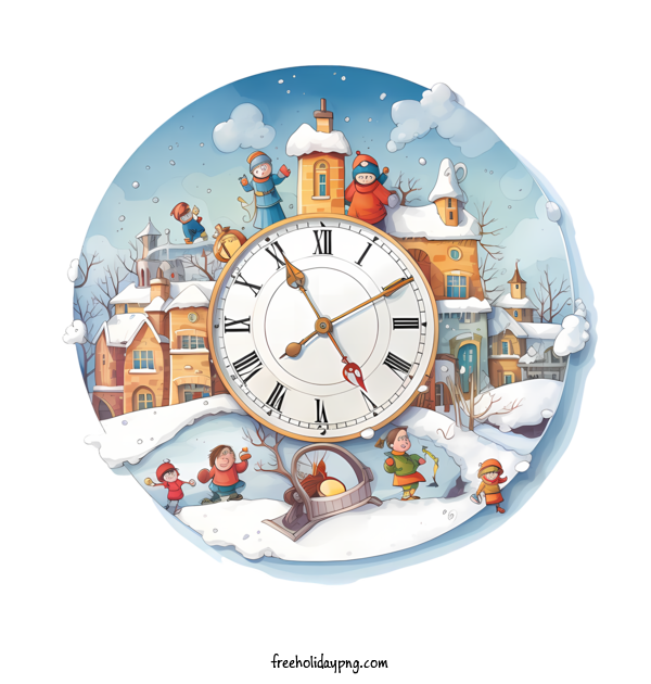 Transparent Christmas winter time clock children for winter time for Christmas