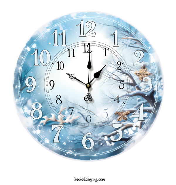 Transparent Christmas winter time snow clock for winter time for Christmas