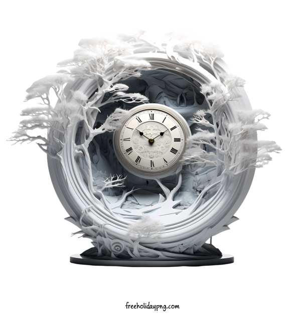 Transparent Christmas winter time forest clock for winter time for Christmas