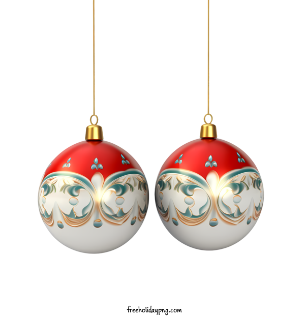 Transparent Christmas Christmas ball red and white ornaments hanging from gold chains for Christmas ball for Christmas