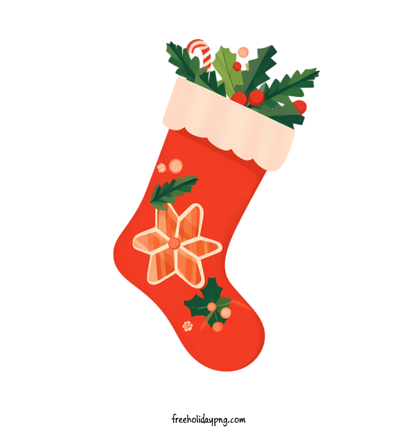 Transparent Christmas Christmas stocking red sock holly leaves for Christmas stocking for Christmas
