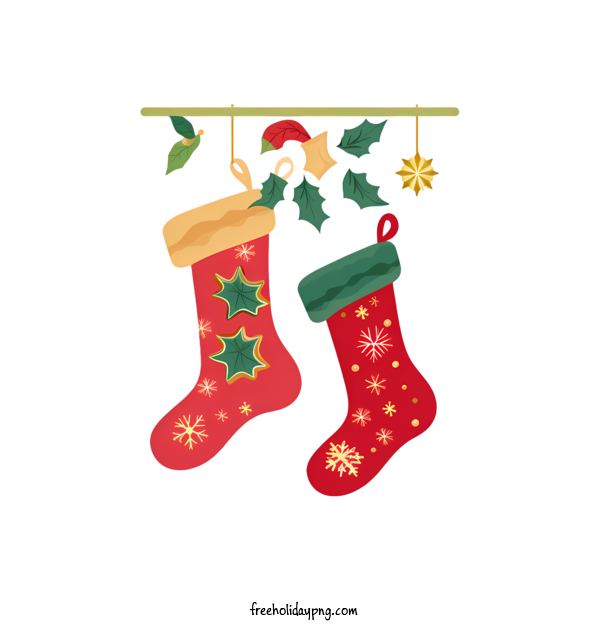 Transparent Christmas Christmas stocking christmas stockings holly leaves for Christmas stocking for Christmas
