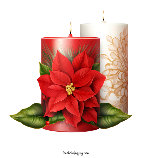 Transparent Christmas Christmas candle holly poinsettia for Christmas candle for Christmas