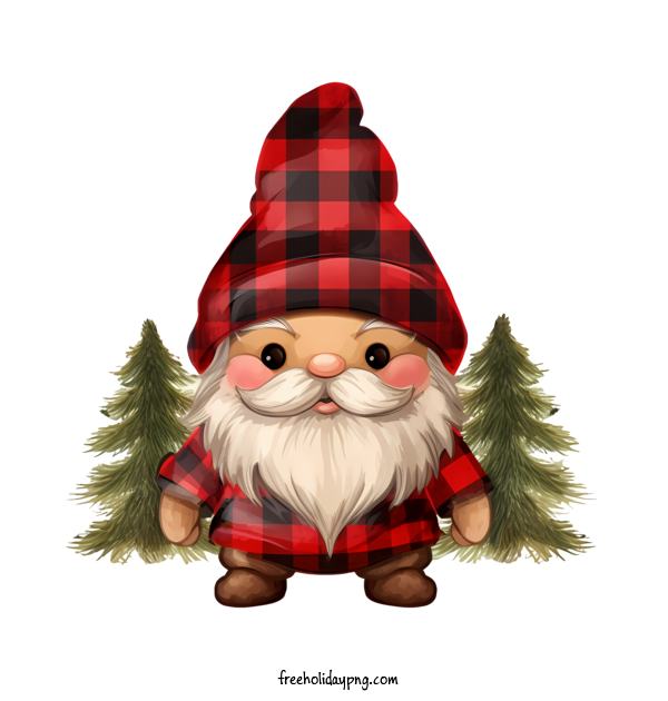 Transparent Christmas Christmas Gnome gnome plaid shirt for Christmas Gnome for Christmas