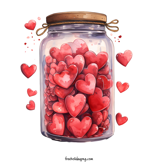 Transparent Valentine's Day mason jar heart watercolor for mason jar with heart for Valentines Day