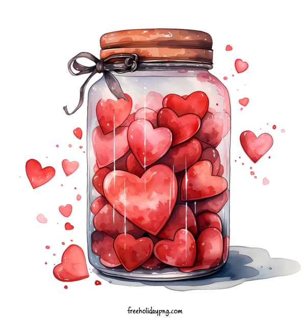 Transparent Valentine's Day mason jar heart watercolor for mason jar with heart for Valentines Day
